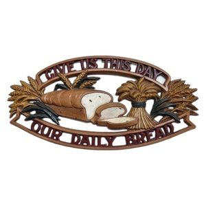 Mid century Sexton ‘Give us this day our daily bread’ metal wall plaque